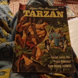 TARZAN #119 DELL 1960 JESSE MARSH & RUSS MANNING art PAINTED COVER jungle comics 