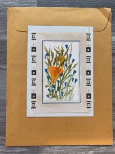 THANK YOU Orange Blue Trumpet Flowers 5.5x7.5 Greeting Card Art 20045 w/ 2 Card