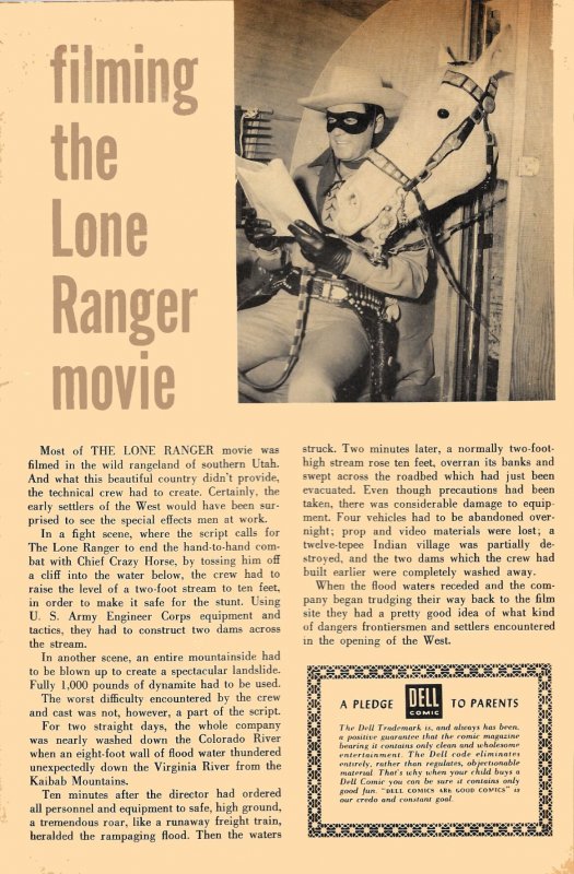 THE LONE RANGER MOVIE STORY (1956) 8.0 VF  Dell Giant! Hi-Yo Silver,100 pages!