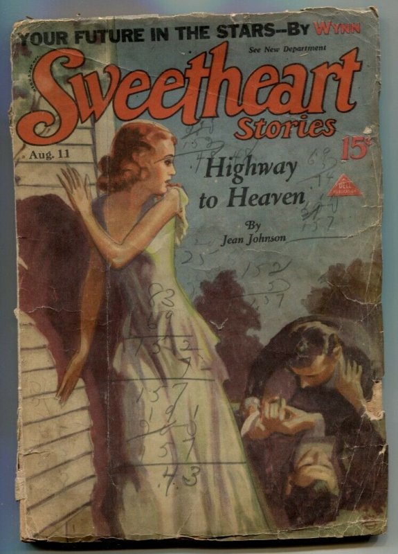 Sweetheart Stories Pulp August 11 1931- Highway to Heaven- low grade