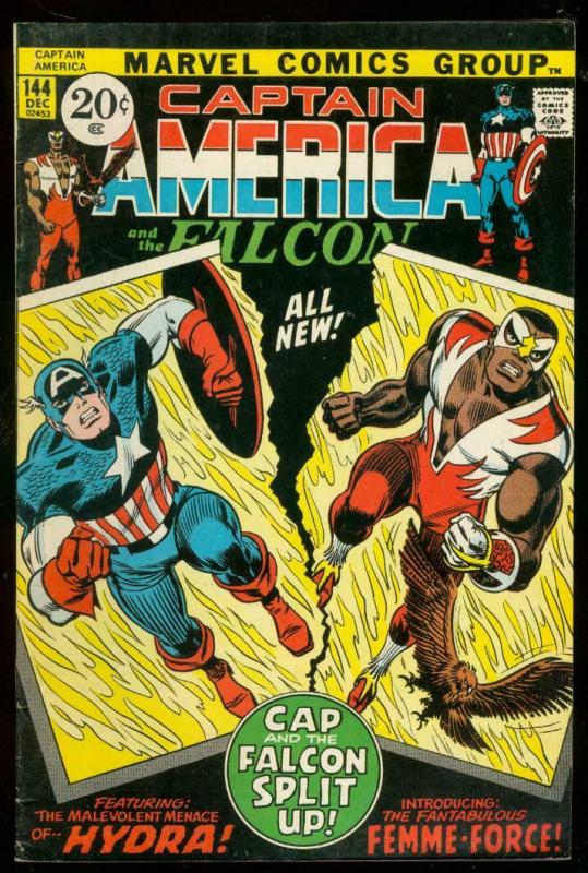 CAPTAIN AMERICA #144 1971-FALCON-MARVEL COMICS-fine FN