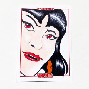 Vampirella 50Th Anniversary Sketch Card By Wilson Ramos Jr Dynamite (B)