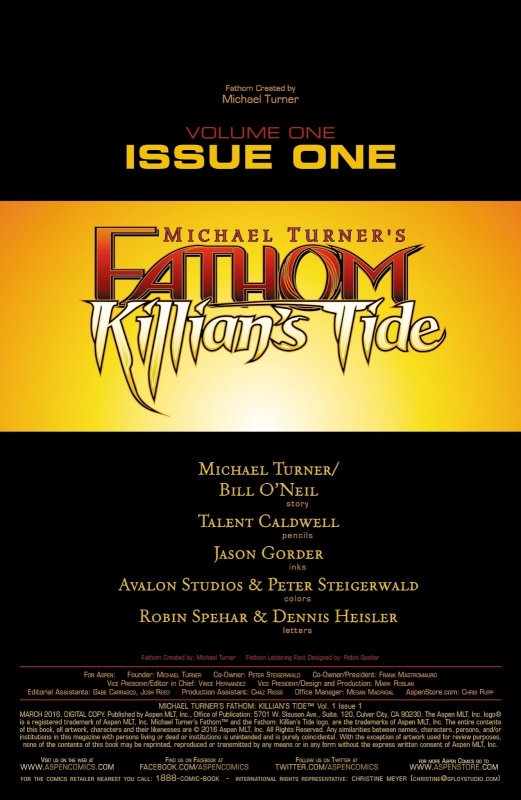 FATHOM: KILLIANS TIDE #01 (2001) TALENT CALDWELL | TRADE DRESS A