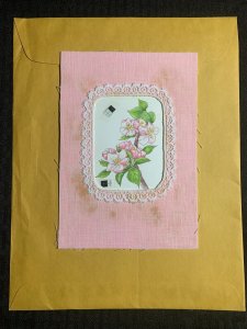 HELLO THERE Pink Flowers 5x7.5 Greeting Card Art #C9615 w/ 1 Card