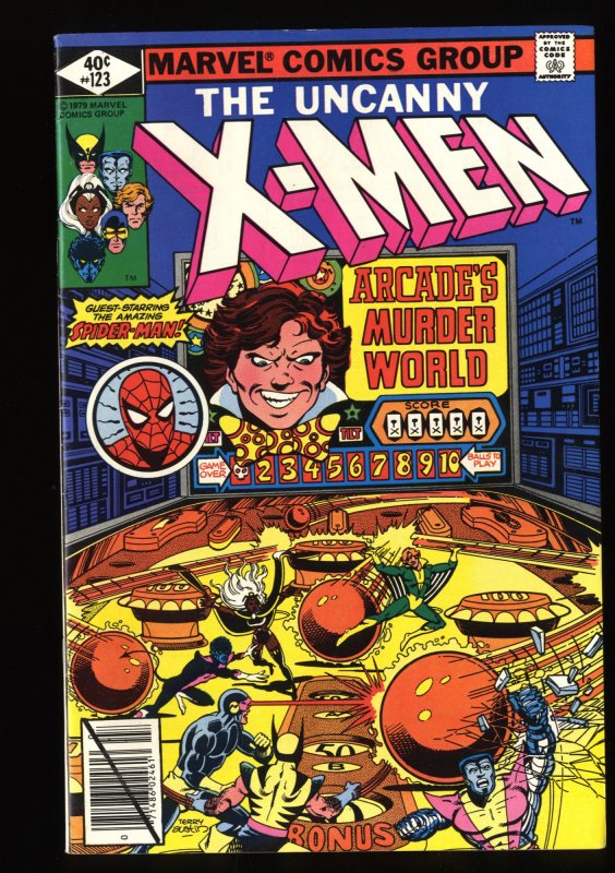 X-Men #123 VF/NM 9.0 Spider-Man Appearance! Marvel Comics