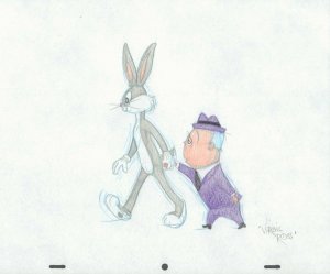 Bugs Bunny with Small Man in Purple Suit Looney Tunes Color Art by Virgil Ross