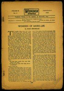 Wonder Stories Pulp January 1934- Exile of the Skies- Richard Vaughn POOR