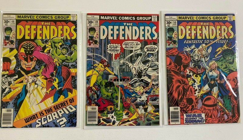 Defenders lot #21-50 Marvel 1st Series 27 pieces avg 5.0 range 4 to 6 (1973-'77)