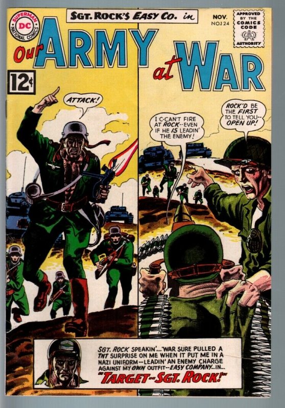 OUR ARMY AT WAR #124 1962-DC WAR COMIC-SGT. ROCK-GREY TONE COVER-VF+ VF+