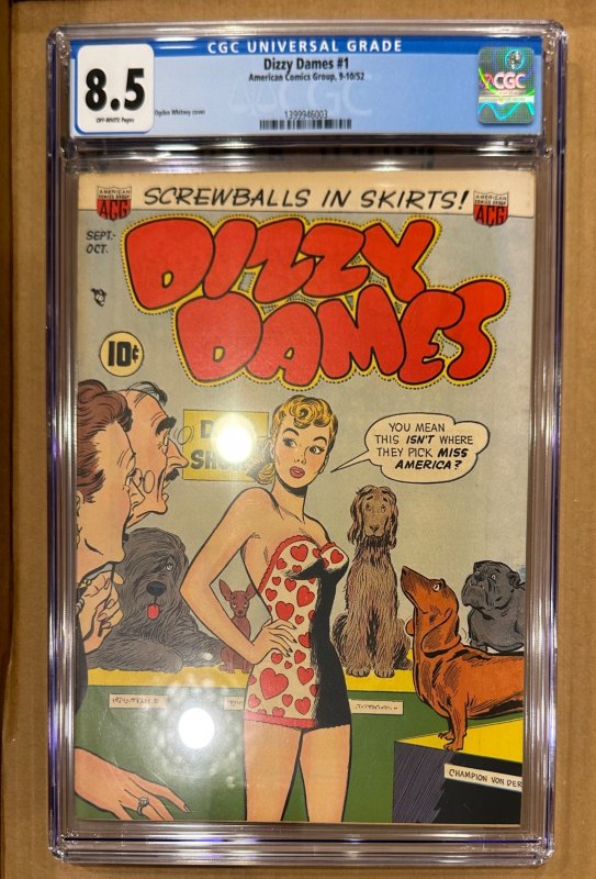 Dizzy Dames #1 CGC 8.5 Rare Good Girl Art Very low pop (1952)