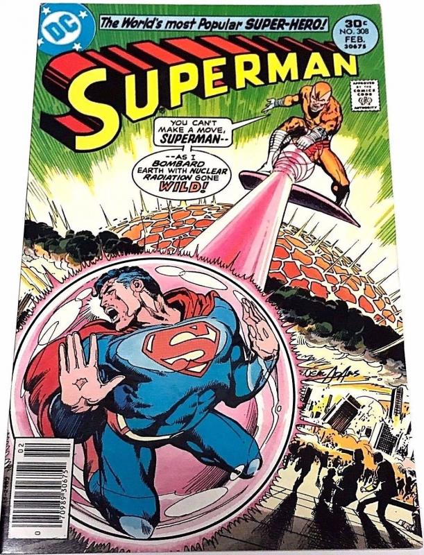 SUPERMAN#308 VF 1977 NEAL ADAMS COVER DC BRONZE AGE COMICS