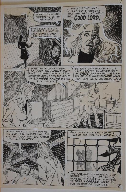 Original art, SIAMESE TWINS, pg 6, 10x15, 1976, more Bronze Horror age in store