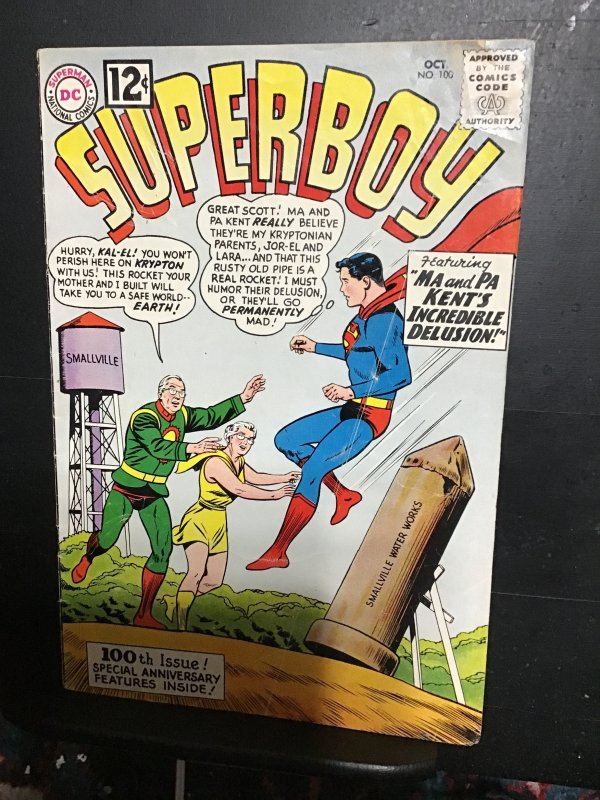 Superboy #100 (1962) 100th issue 1st Phantom Zone villains! Ultra Boy! VG/FN