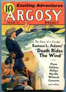 Argosy Weekly Pulp March 7 1936- Death Rides the Wind- Tommy Gun VG/F