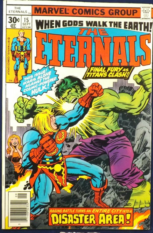 ETERNALS #15 VF+ 1977 Ikaris vs Cosmic Powered Hulk Robot Marvel Comics 