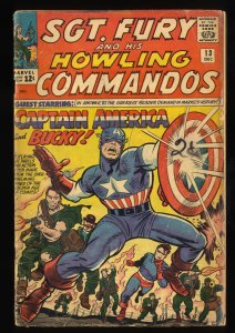 Sgt. Fury and His Howling Commandos #13 GD+ 2.5 Captain America!