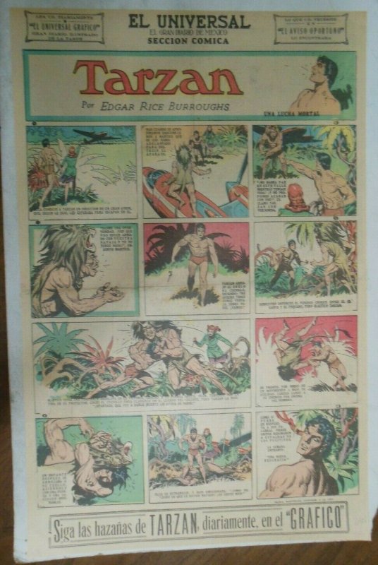 Tarzan Sunday Page #590 Burne Hogarth from 6/28/1942 in Spanish ! Full Page Size