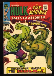 Tales To Astonish #91 FN- 5.5 1st Abomination Cover!