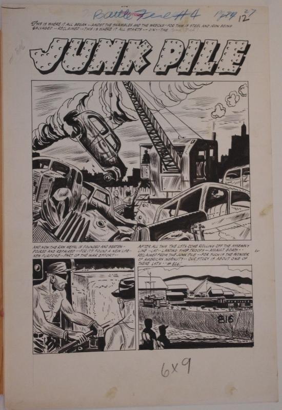 BATTLE FIRE #4 original art, Golden age, pgs 12 13 14 15 16, 15x22, 1955,5 pgs