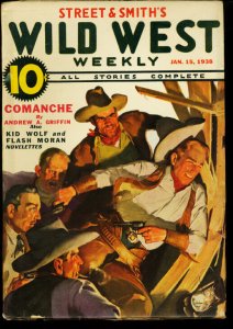 PULP:  WILD WEST WEEKLY JAN 15 1938 KID WOLF FLASH MORAN PULP VF