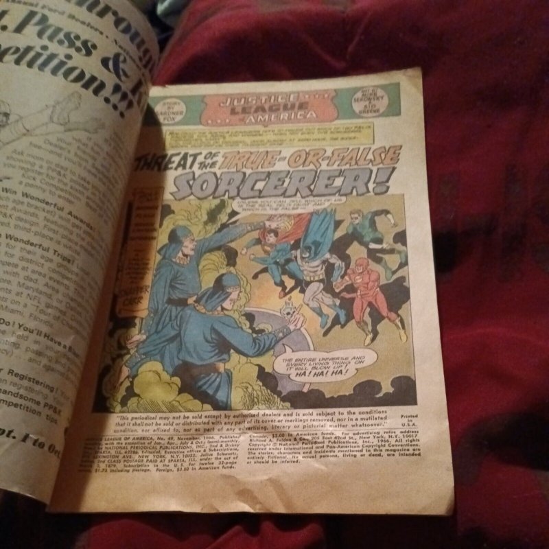 1966 DC Comics Justice League of America #49 Batman Superman Flash Silver age