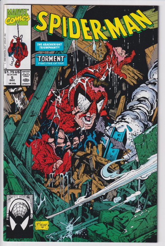 SPIDER-MAN #5 (Dec 1990) VF 8.0 white!