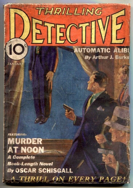 Thrilling Detective Pulp January 1933- Hanging cover VG-