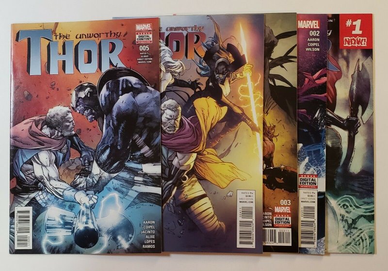 The Unworthy Thor #1-5 Set Marvel Comics 2017 VF/NM 