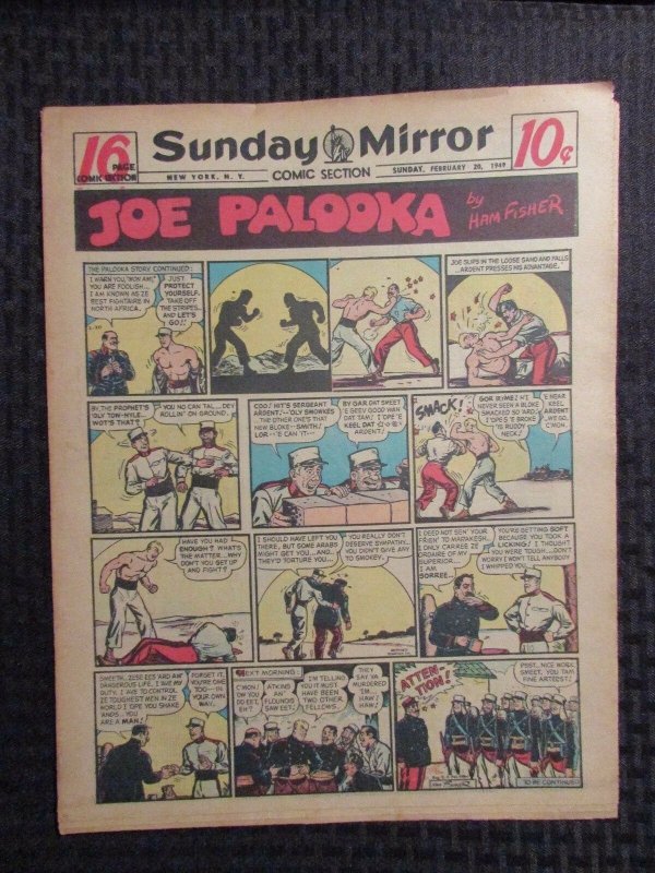 1949 Feb 20 Sunday Mirror Comic Section VG+ 4.5 Superman / Joe Palooka 16pgs