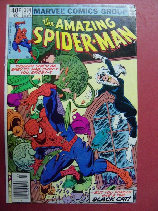 THE AMAZING SPIDER-MAN  #204 BLACK CAT (VG/F 5.0 OR BETTER)  MARVEL COMICS 1980