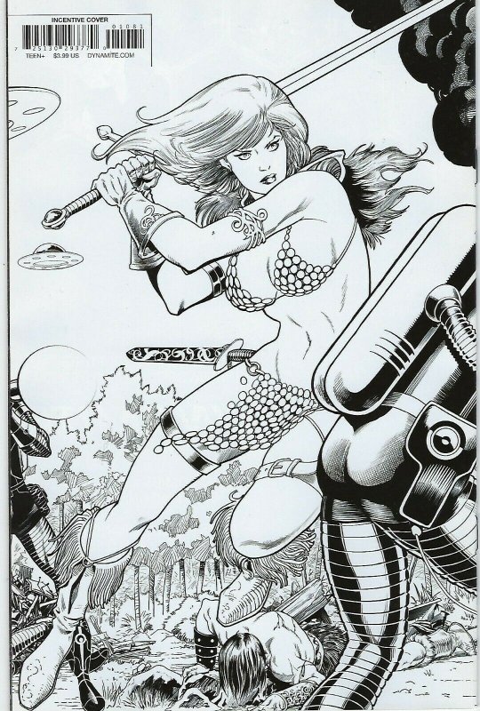 Mars Attacks Red Sonja #1 Barry Kitson 1 in 25 B&W Wrap Around Cover !!!   NM
