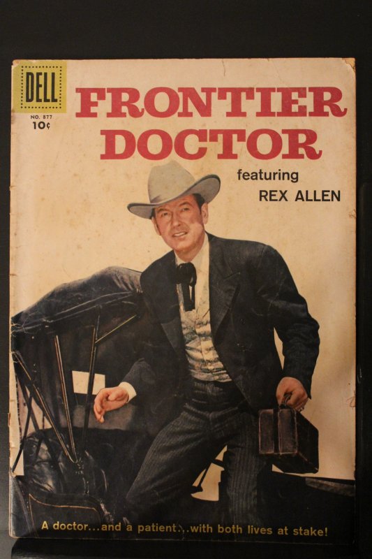 Four Color #877 (1958) Mid-Grade VG/FN Frontier Doctor Rex Allen Photo Cover Wow