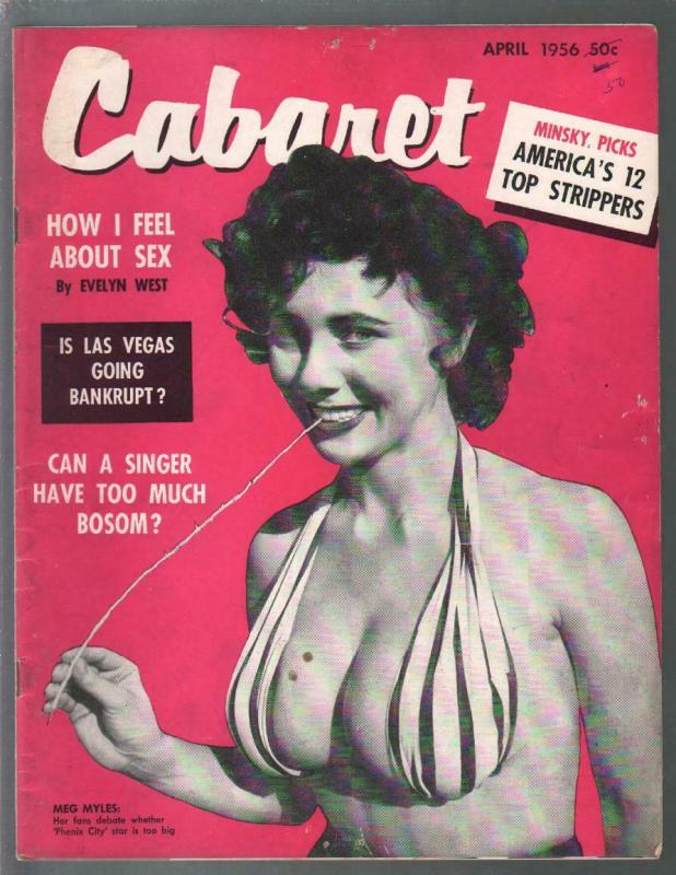 Cabaret #12 4/1956-Meg Myles-juke boxes-Evelyn West-Tempest Storm-G