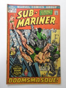 Sub-Mariner #47 (1972) VG- Condition centerfold detached bottom staple