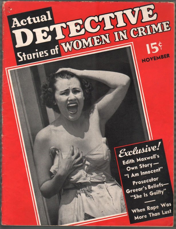 Actual Detective Stories of Women in Crime #1 11/1937-lurid pulp violence-FN/VF