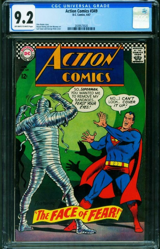 Action Comics #349 CGC 9.2 1967-Superman-Mummy cover-Supergirl 2039573020