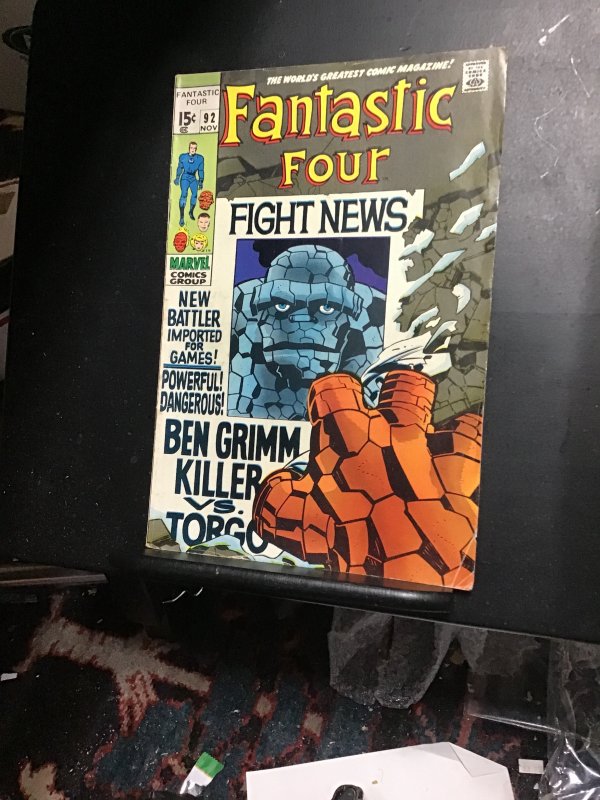 Fantastic Four #92 (1969) Jack Kirby Thing key! Gangsters! Mid grade! VG/FN Wow!