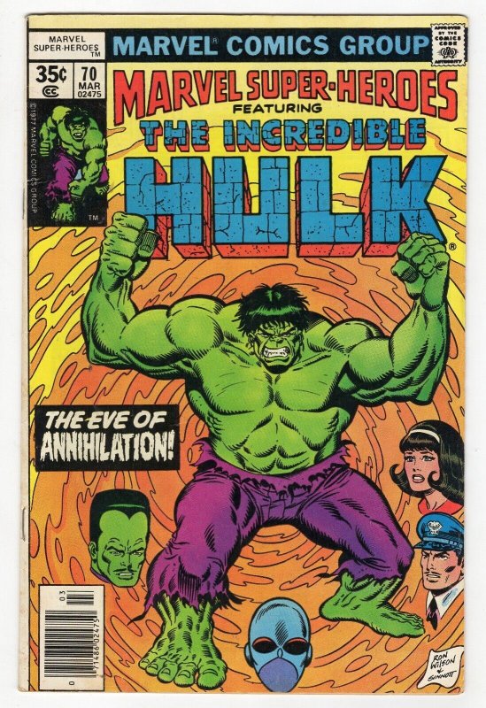 Marvel Super Heroes #70 VINTAGE 1978 Marvel Comics Reprints Hulk 116