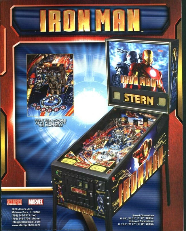 Iron Man Pinball Flyer Original Print NOS Superhero Stern Marvel Comic Artwork