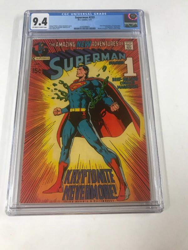 Superman 233 Cgc 9.4 Ow/w Pages Famous Neal Adams Dc