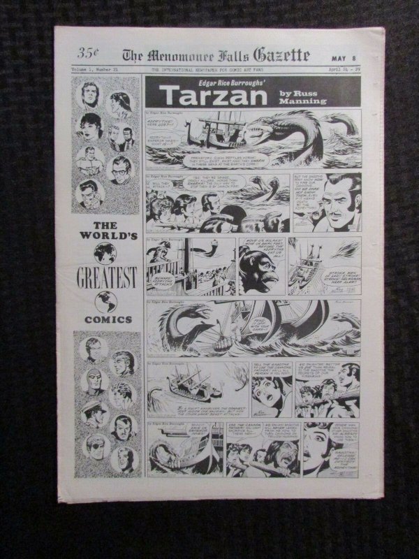 1972 May 8 MENOMONEE FALLS GAZETTE Comic Weekly #21 FN 6.0 Air Hawk Tarzan