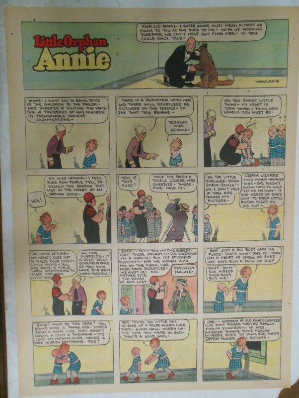 Little Orphan Annie Sunday by Harold Gray from 8/26/1928 Full Page Size !