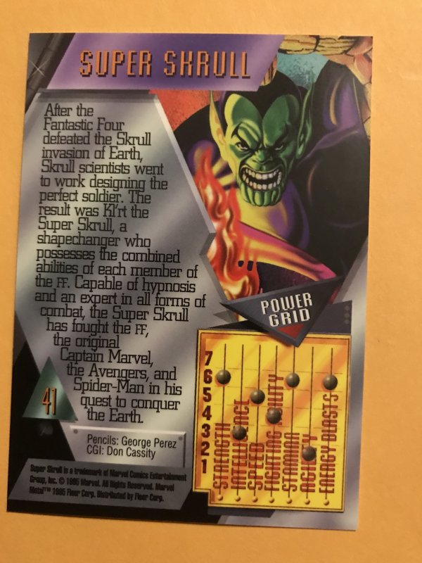 SUPER SKRULL #41 card : Marvel Metal 1995 Fleer Chromium; NM/M base, Fantastic 4