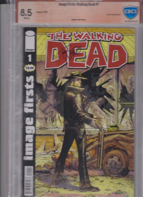 THE WALKING DEAD  #1 REPRINT CBCS 8.5 WHITE/ VSP TONY MOORE