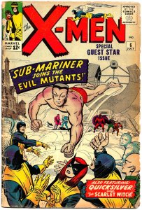 X-MEN #6 (July1964) 4.0 VG  ★ Big Crossover with Sub-Mariner! All Jack Kirby!