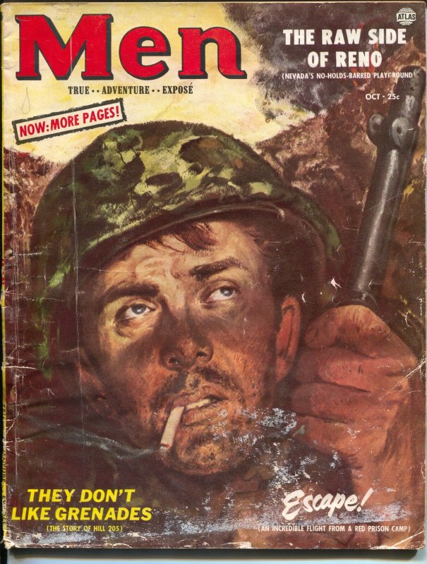 Men 10/1952-Atlas-Combat cover-hardboiled pulp fiction-Korean War-G-