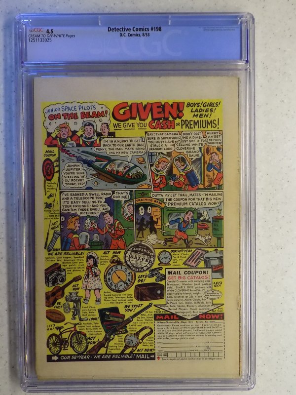 DETECTIVE COMICS # 198 CGC 4.5. DICK SPRANG