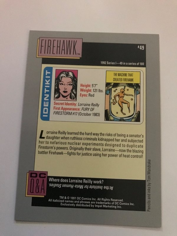 FIREHAWK #49 card : 1992 DC Universe Series 1, NM/M, Impel; Firestorm