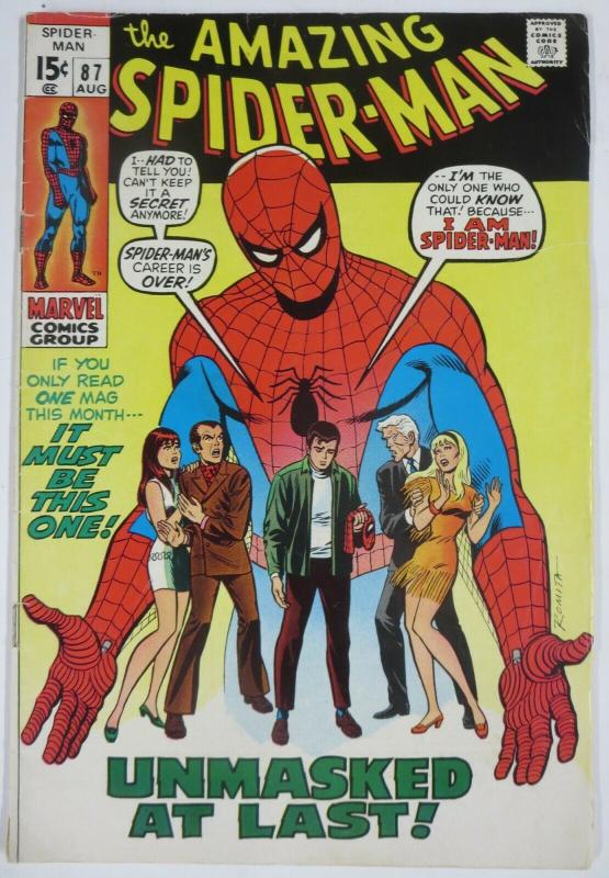 AMAZING SPIDER-MAN  #87 (Marvel, 8/1970)  (VG) Prowler! Gwen Stacy! Lee & Romita