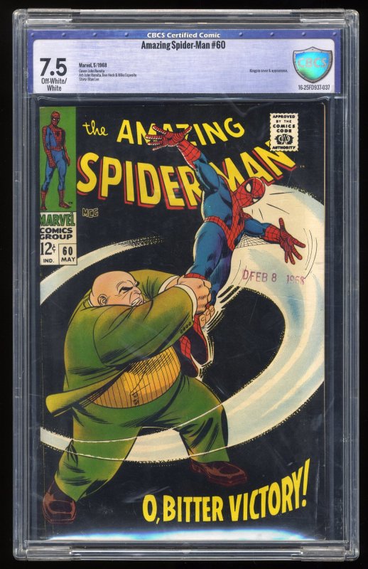 Amazing Spider-Man #60 CBCS VF- 7.5 Kingpin Appearance! Romita Sr. Cover Art!